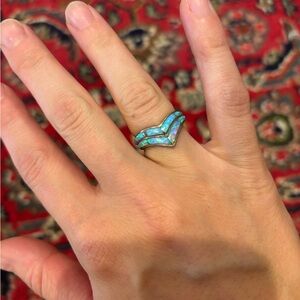 Blue opal silver ring